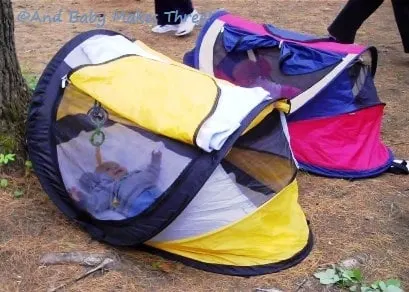 Camping with a babying a pop up Tent