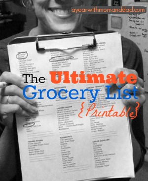 Printable Grocery list