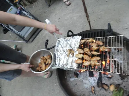 Cooking on a campfire