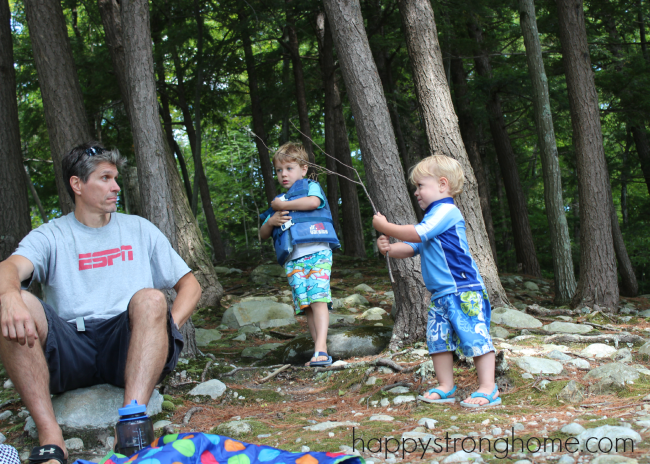 Picnic with boys at Emerald Lake Vermont