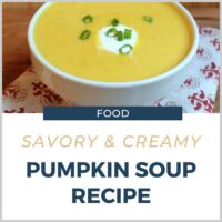 creamy pumpkin soup in a bowl