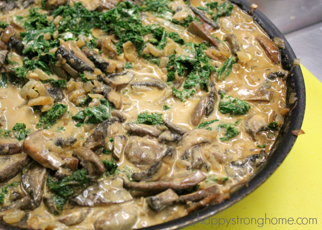 Pork chops with sage and sour cream in pan