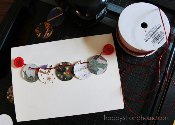Upcycled Christmas card with ribbon on paper punch