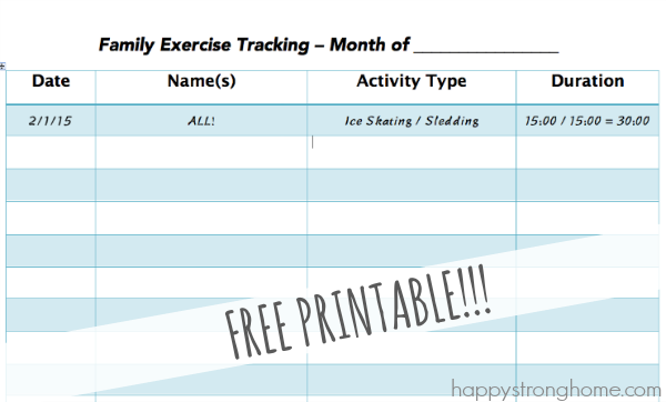 family exercise chart printable