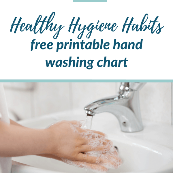 Hands washing at faucet, text, free printable hand washing chart