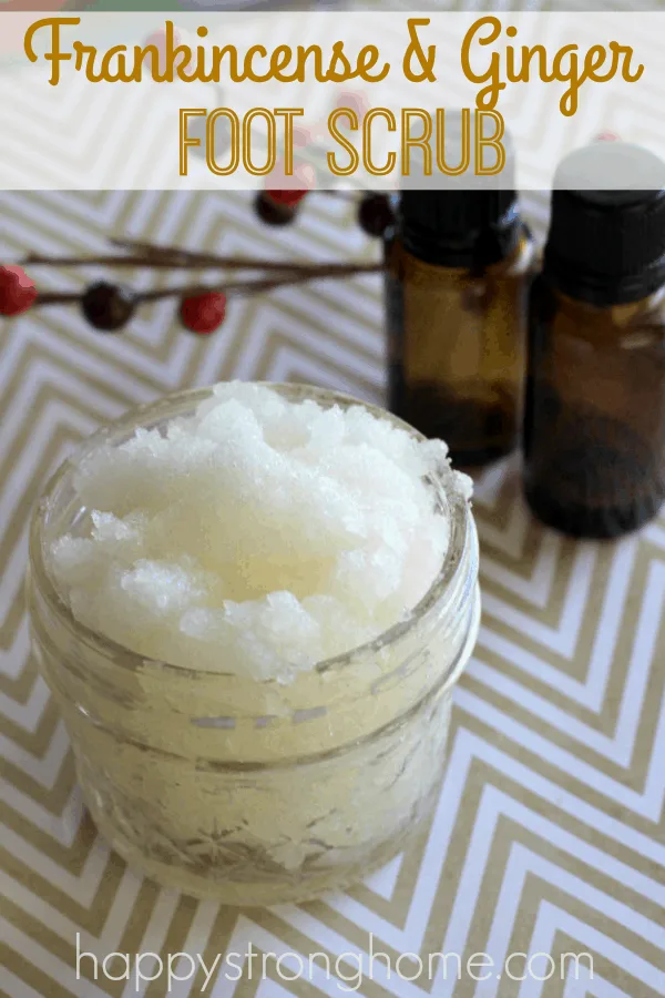 Foot scrub in glass jar on table