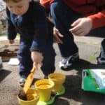 bean planting with kids