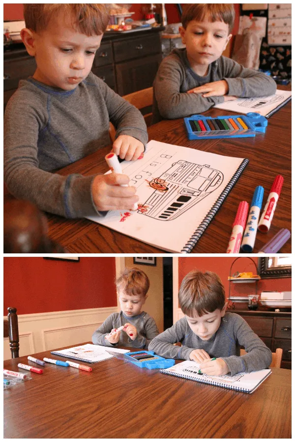 Homeschool Copywork Stampers and crayons