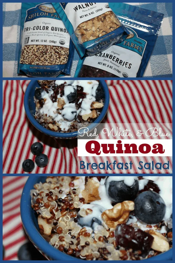 Red White Blue Quinoa Breakfast Salad Collage