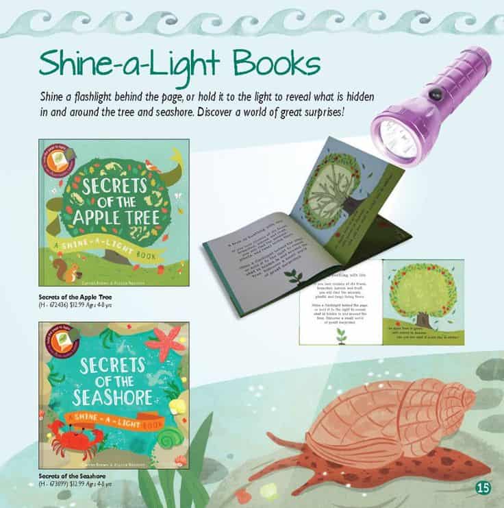 Collage of two books at left, book with flashlight at top right, and slug picture at bottom right