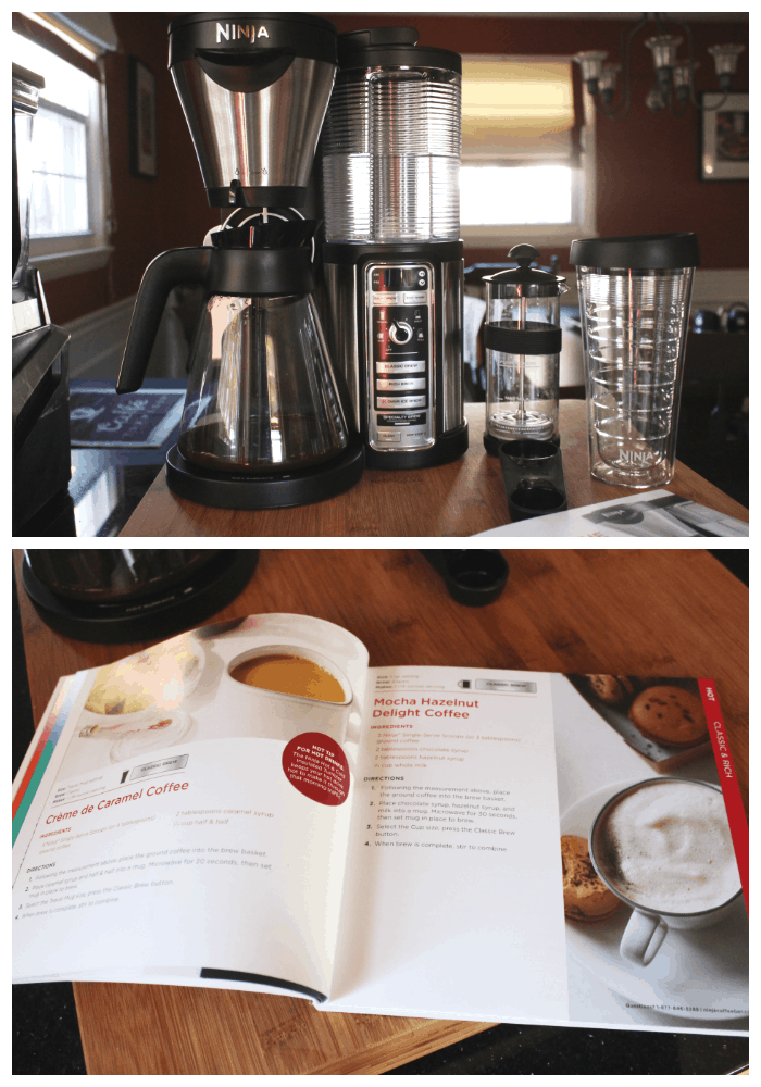 Ninja Coffee Bar Stainless Steel Push Button Bean Grinder + 100-Recipe Book  