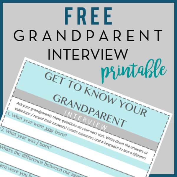 Free Grandparents Day interview printable banner