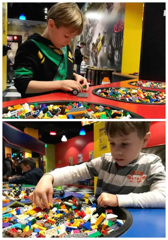 children choosing Lego bricks to build with