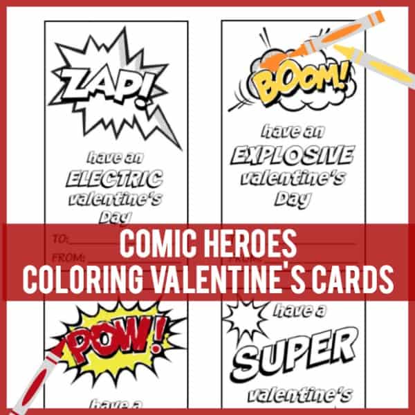 Graphic, Valentine's Day Comic Words Coloring Cards