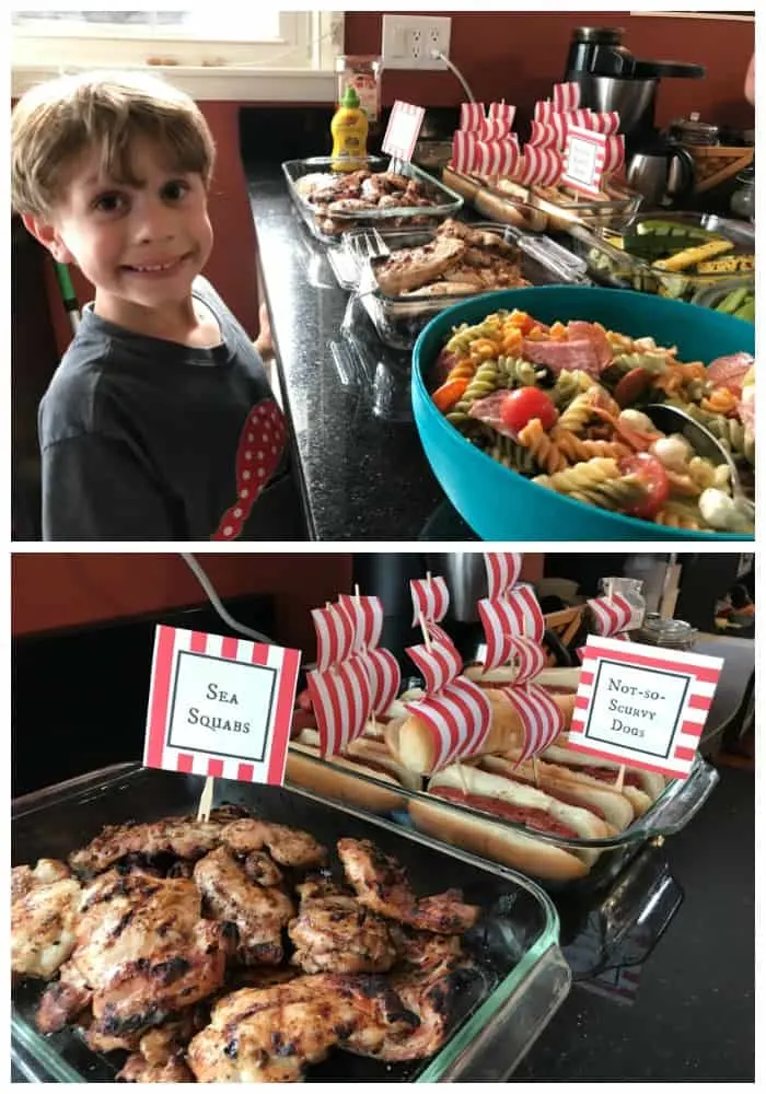 pirate birthday party themed food ideas with pirate ship hot dogs and chicken 