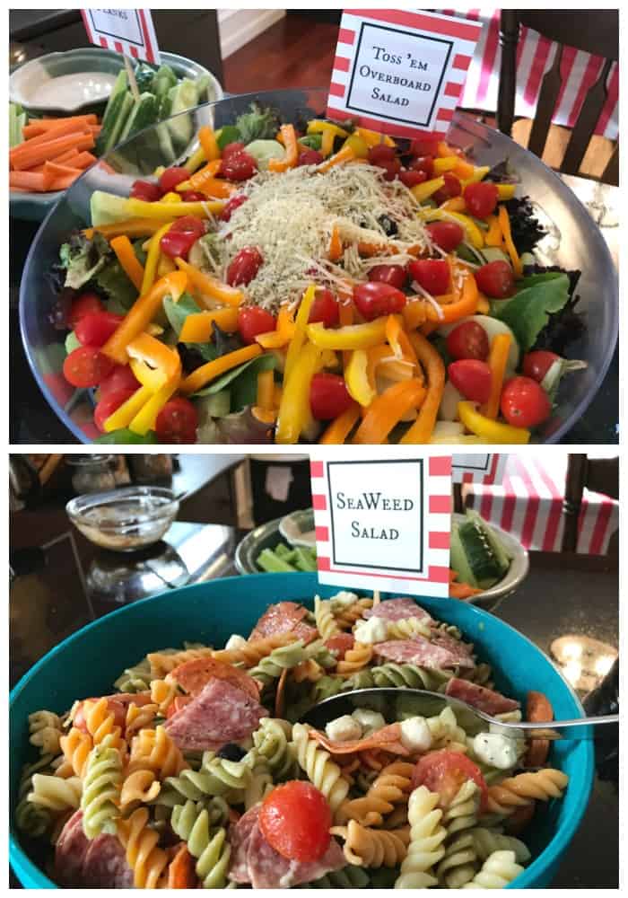 salads in bowls for pirate birthday party themed ideas