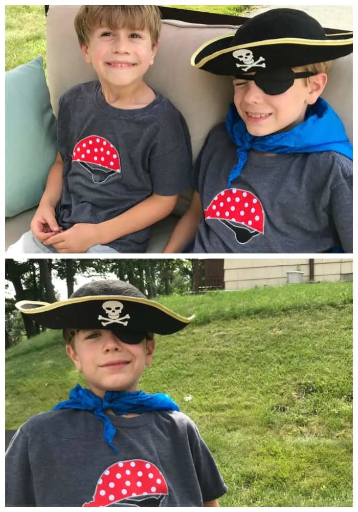 Kids dressed in pirate costume for pirate birthday party