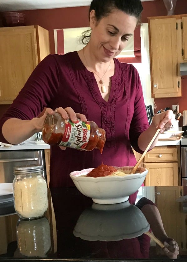 A person preparing food in a kitchen