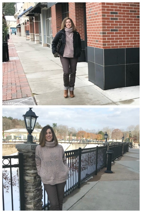 A person standing on a sidewalk