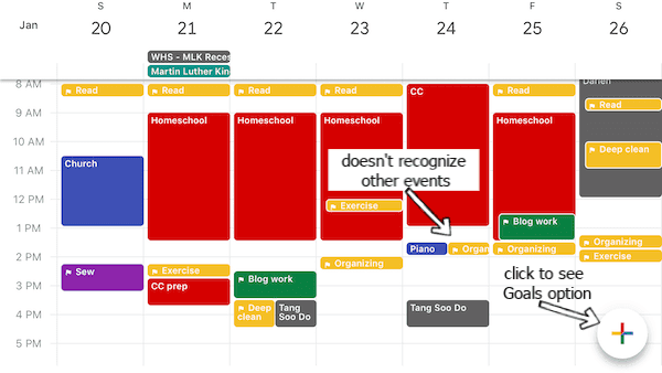 screenshot of a Google Calendar page