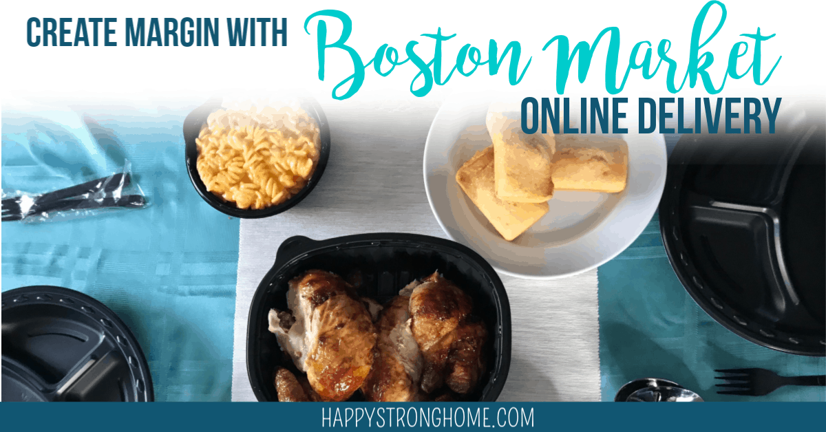 A tray of food, with Boston Market and Delivery
