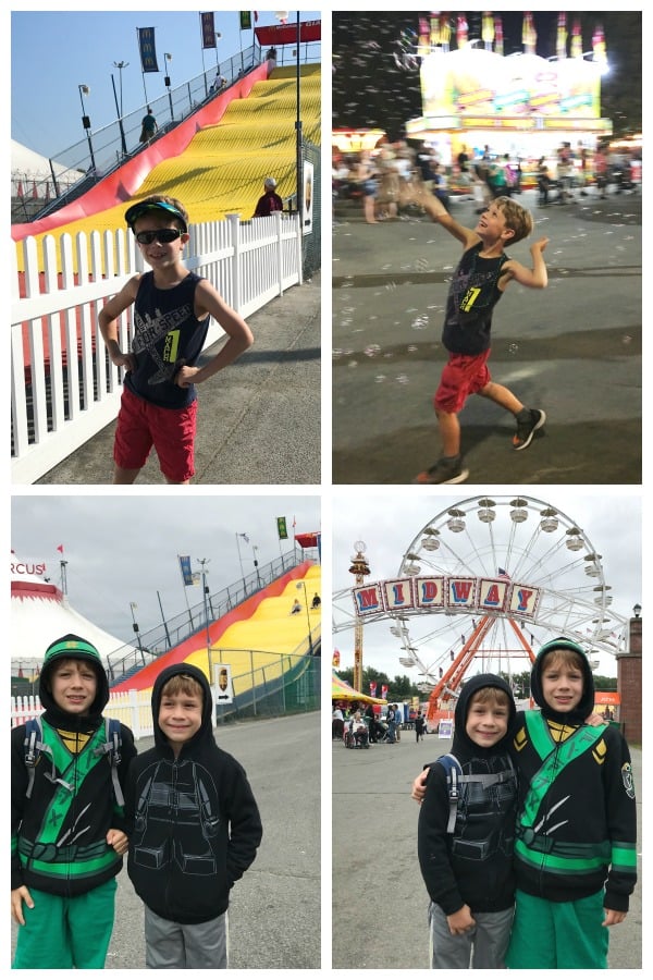 Collage, kids at a fair, ferris wheel