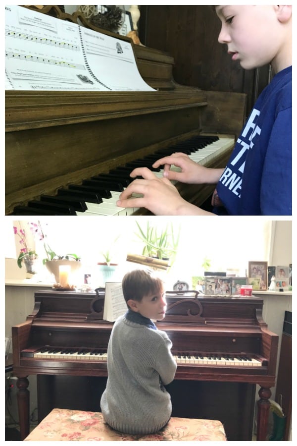 Close up hands on a piano