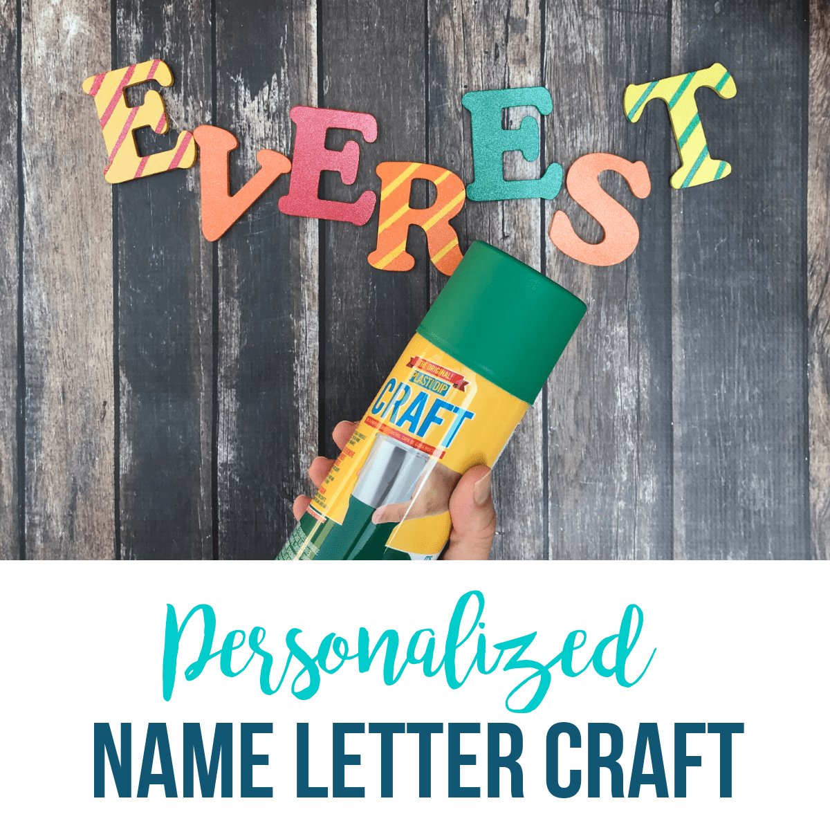 DIY Spray Paint Craft with colorful wooden Letters