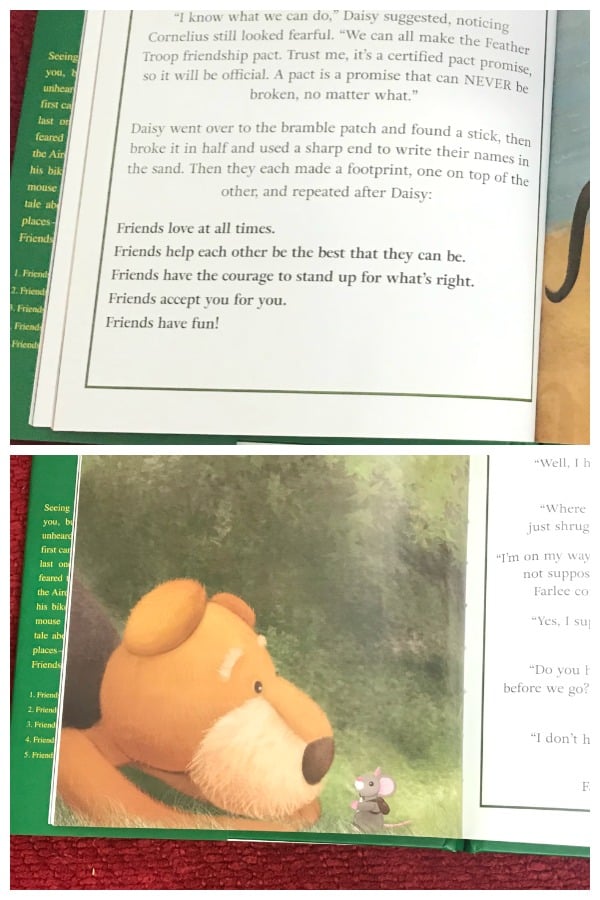 Text of book with cute dog character