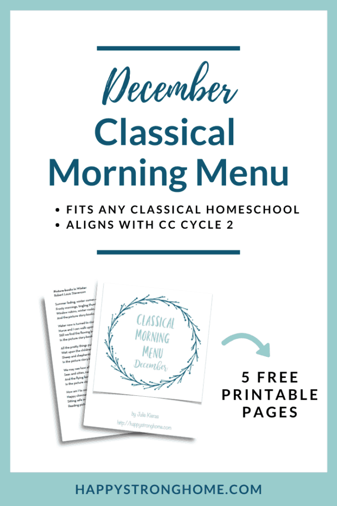 Homeschool Morning Menu Printable (aligns w/ CC Cycle 2!) Happy