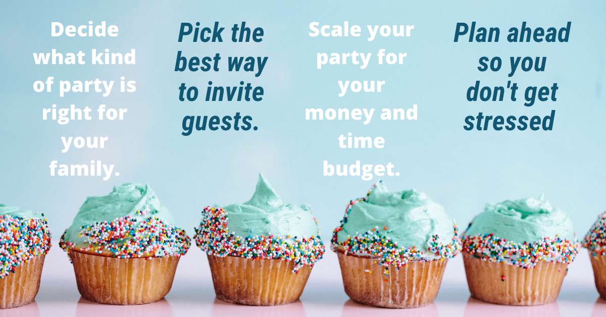 Text, cupcakes, birthday party ideas, tips