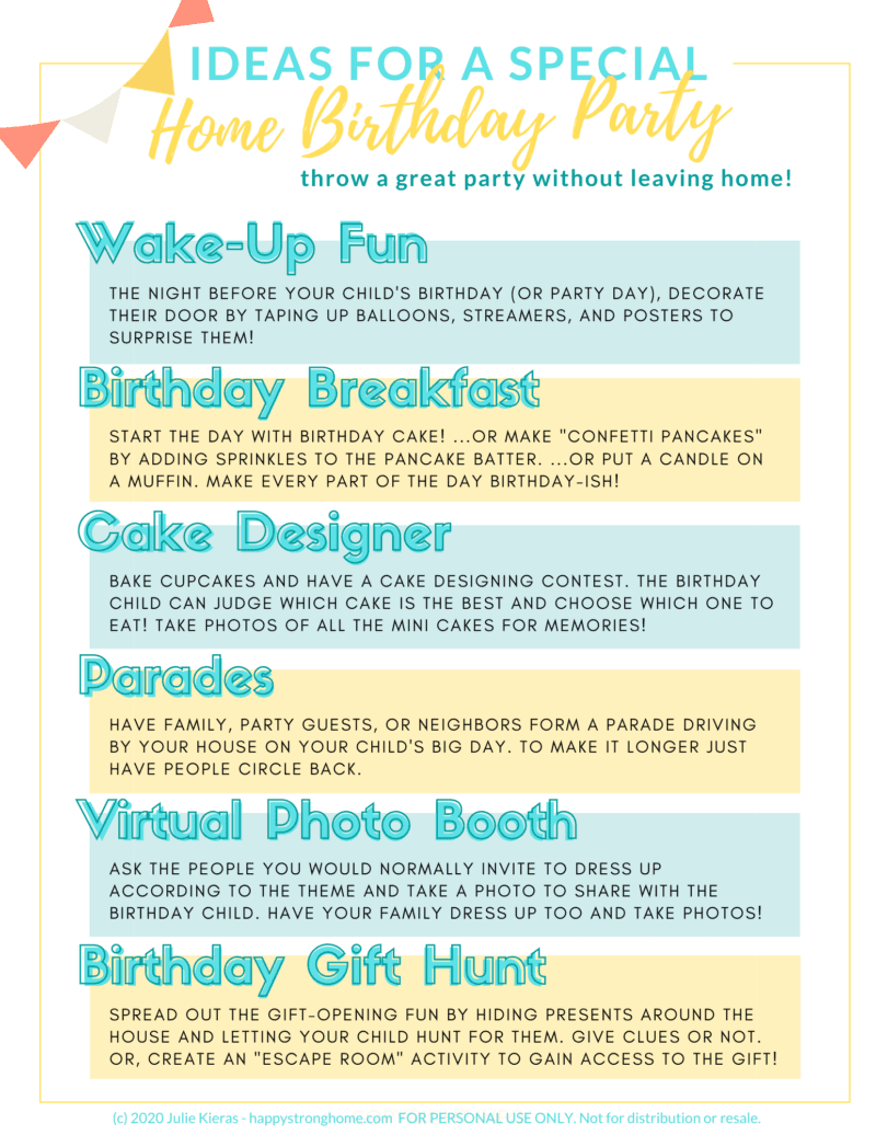 Text, printable Birthday Party Ideas
