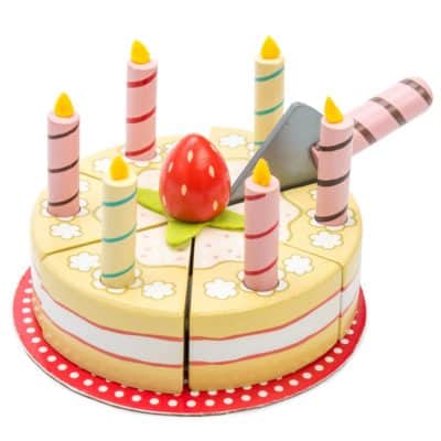 wooden toy birthday cake