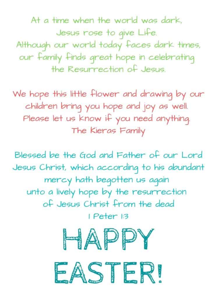 Text, letter of an Easter blessing