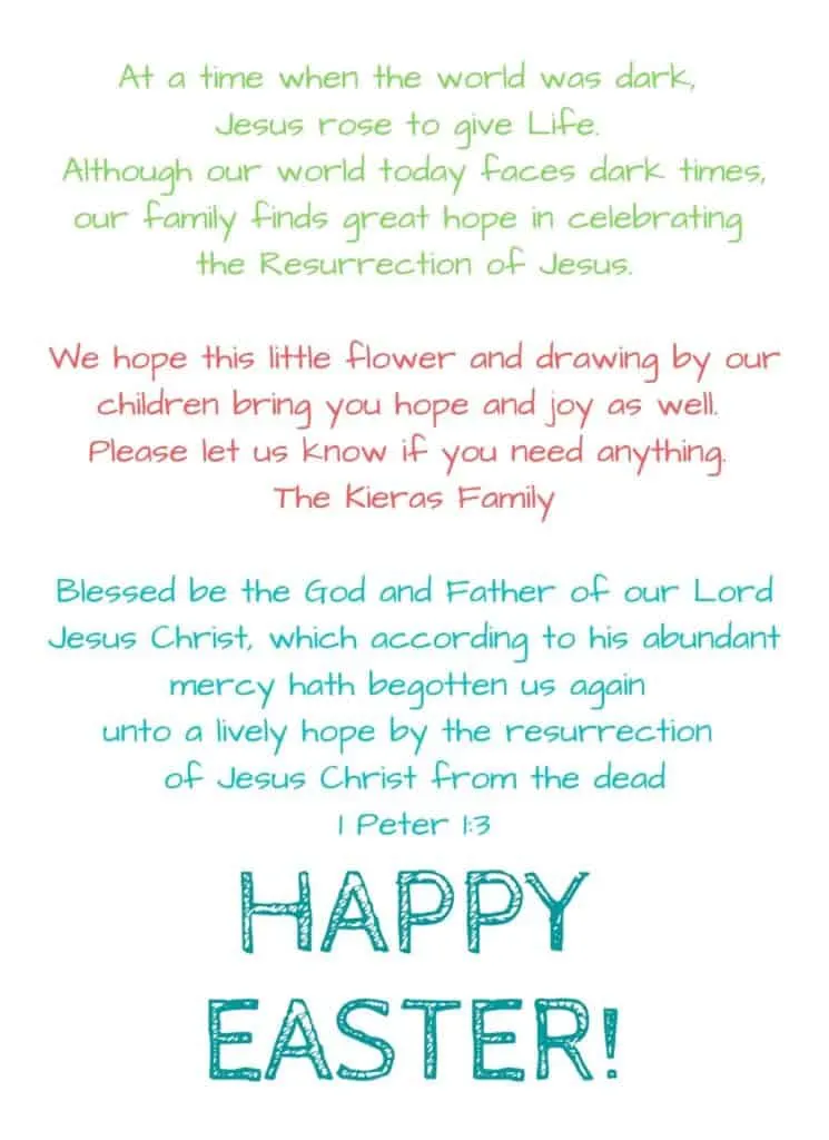 Text, letter of an Easter blessing