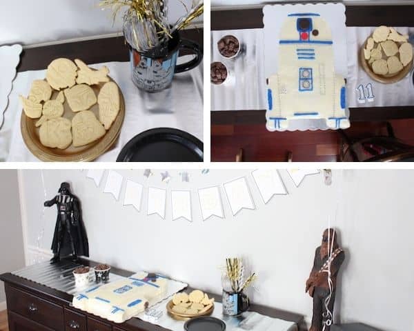 A group of Star Wars Birthday Party items on a table