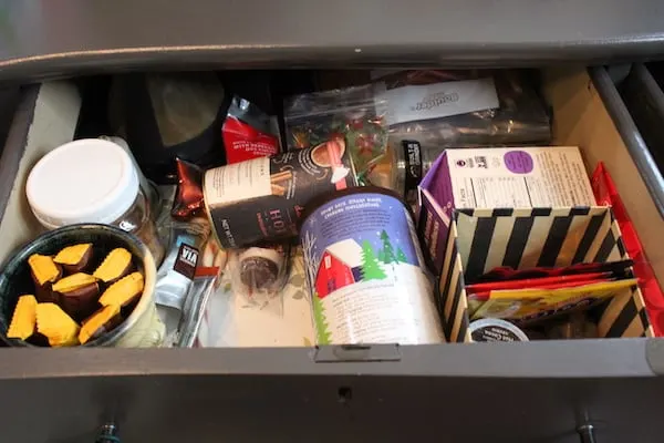 Drawer with many food cartons