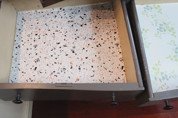 inside of drawer with shelf liner