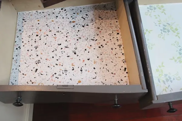 inside of drawer with shelf liner