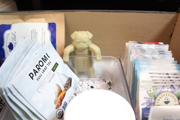 A Close up of food organized in drawer with bins