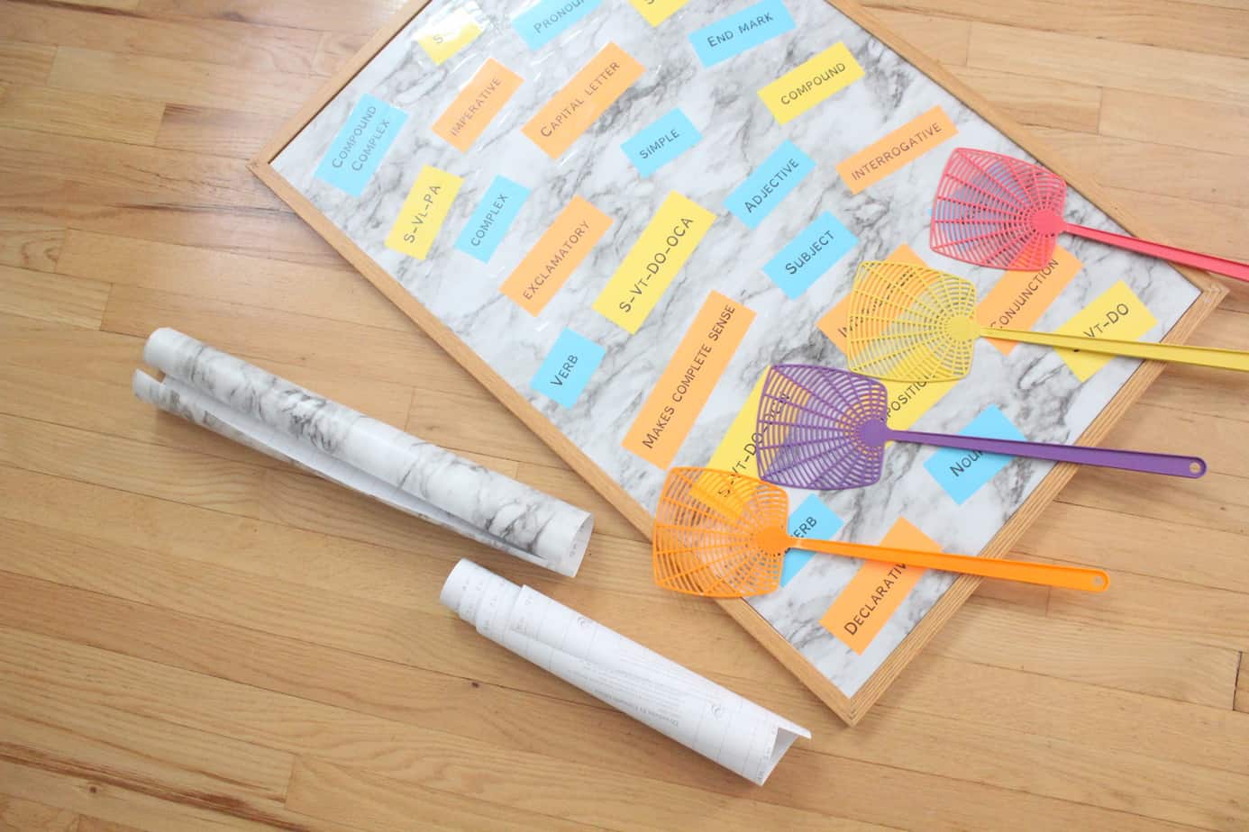 flyswatter game with laminate rolls