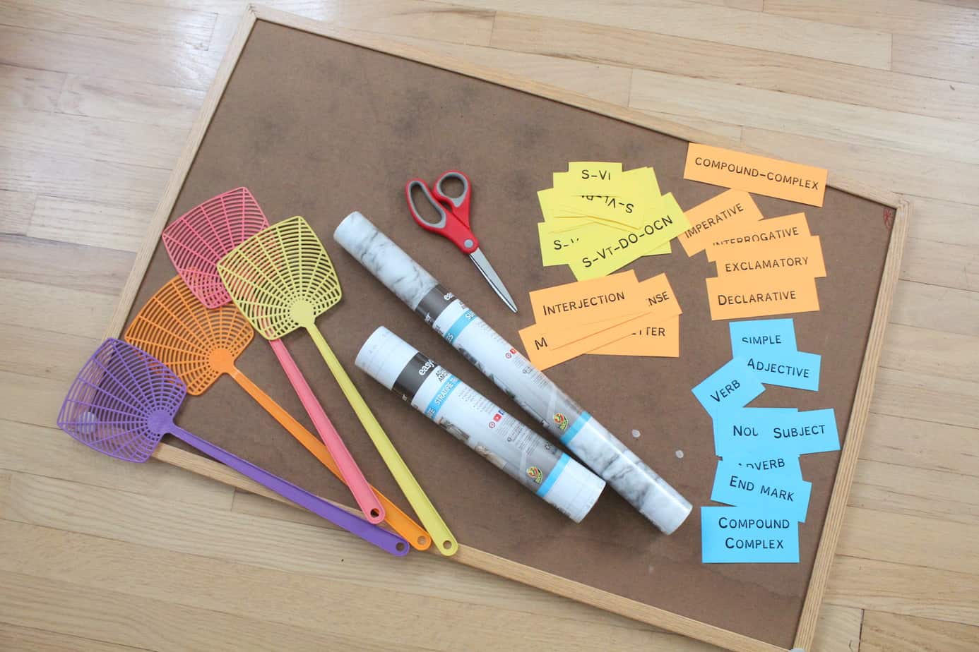 craft materials on a bulletin board