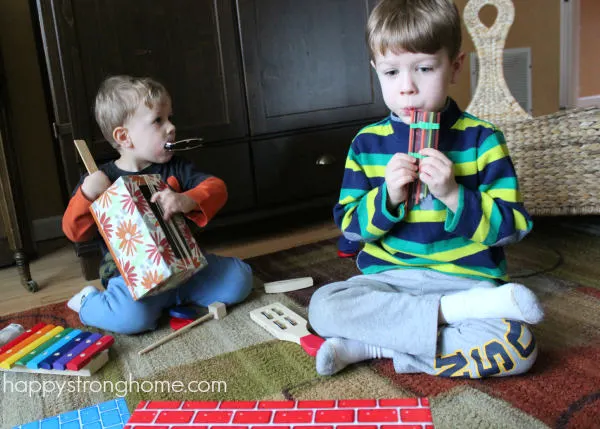 playing handmade musical instruments