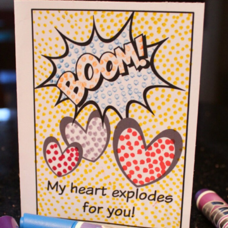 Easy Pop Art Valentine’s Printable for Kids + Free Template